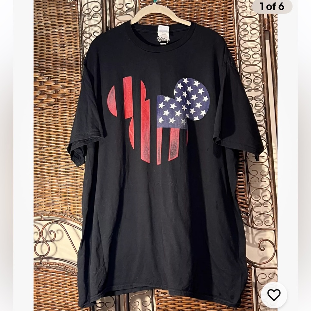 Black Disney Short Sleeve 3 X Logo Red White Blue Mickey Ears Unisex
